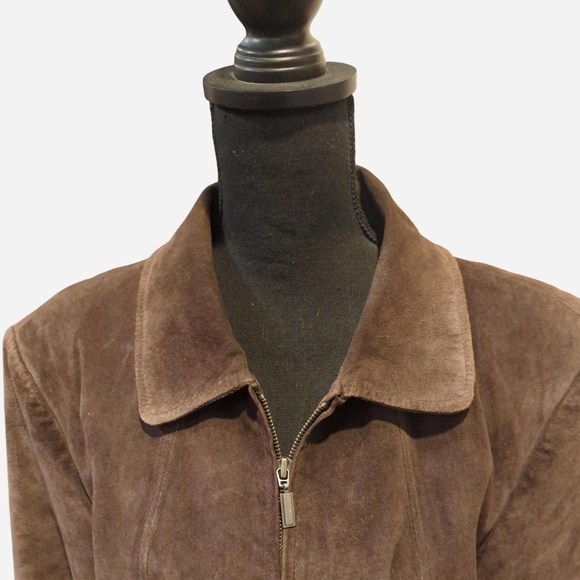 St. John's Bay Brown Suede Boho Western Zip-Front Jacket - Picture 2 of 6